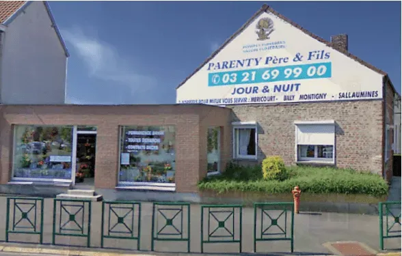 Façade de l'agence de pompes funèbres Parenty Père & Fils à Méricourt.